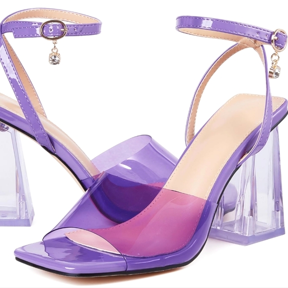 Shoes - Eteridrey Clear Heels for Women Dressy Summer Transparent Chunky Heel Sandals